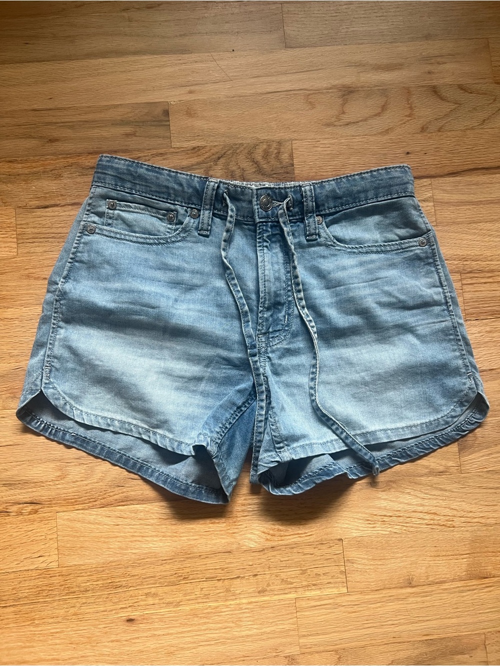 American Eagle Outfitters Light Blue Denim Tie-Waist Shorts